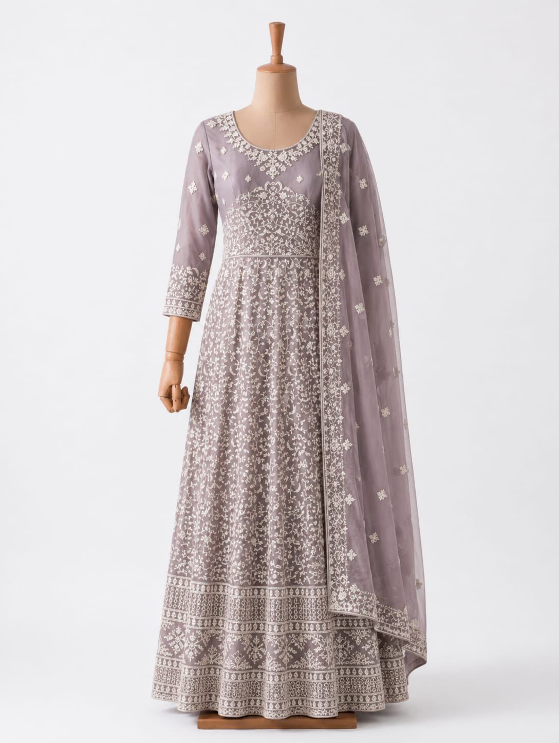 Elegant Lavender Embroidered Anarkali Gown ✨
