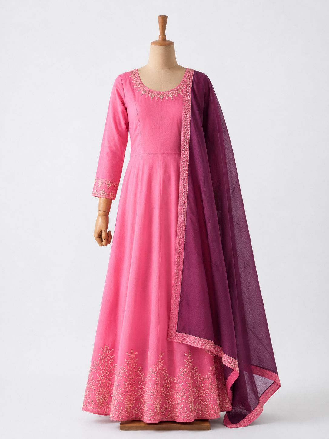 Elegant Pink & Plum Anarkali Gown ✨