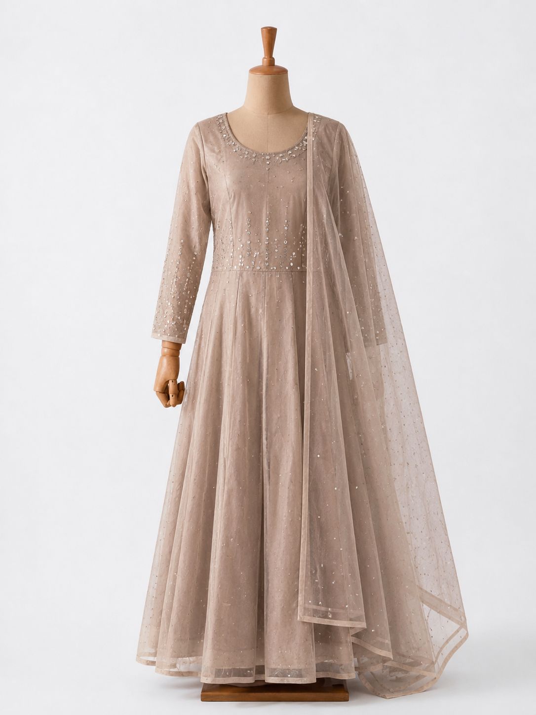 Elegant Champagne Nude Party Wear Gown ✨