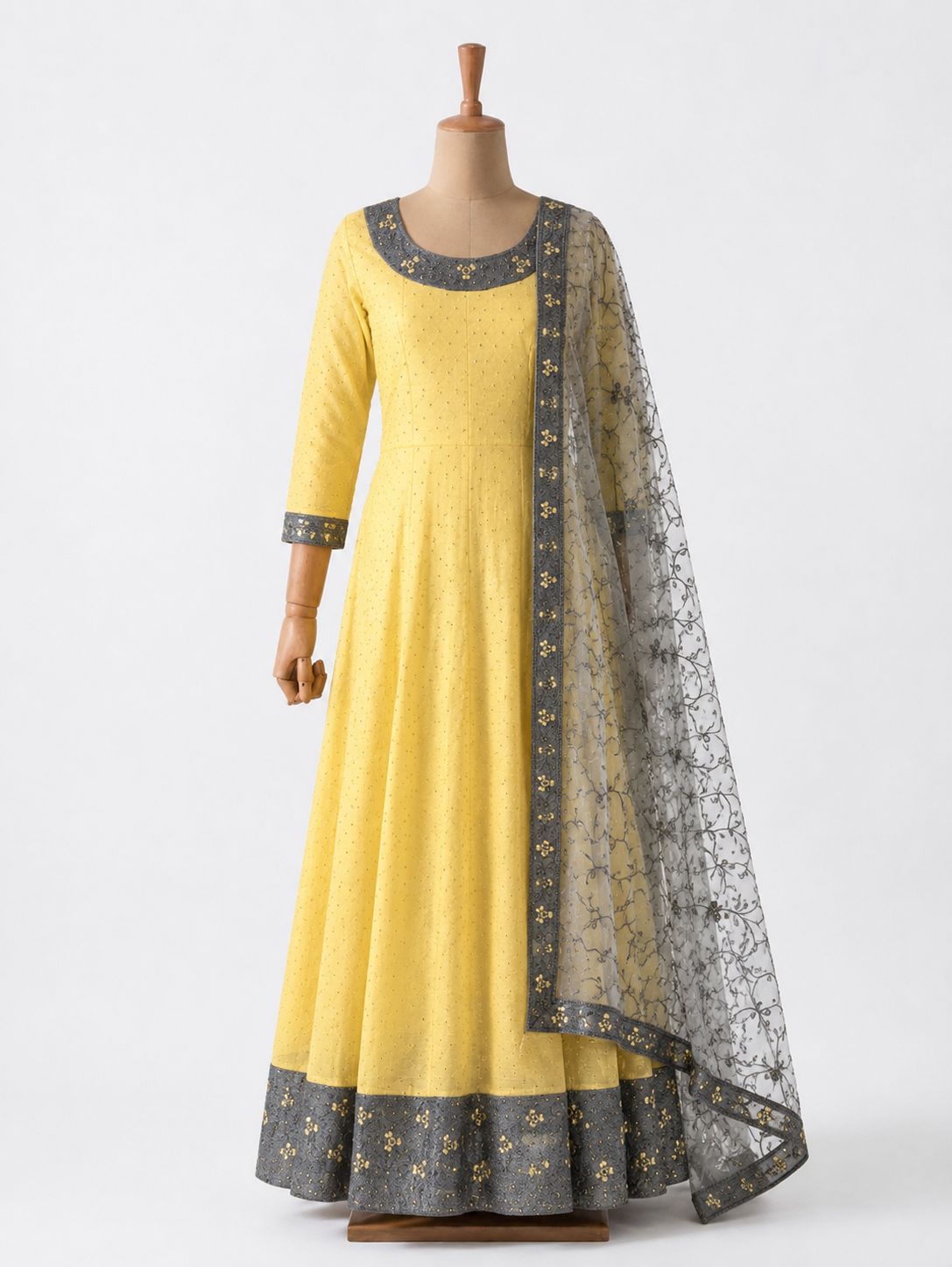 Elegant Mustard Yellow Anarkali Gown ✨